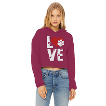 Load image into Gallery viewer, Love Dog Ladies Cropped Raw Edge Hoodie