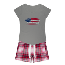 Load image into Gallery viewer, Unmask Girls Sleepy Tee and Flannel Short