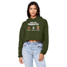 Load image into Gallery viewer, Trump Parasite Unisex Cropped Raw Edge Boyfriend Hoodie
