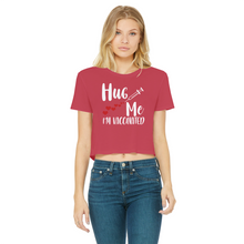 Load image into Gallery viewer, Hug Me I'm Vaccinated Classic Women's Cropped Raw Edge T-Shirt