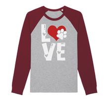 Load image into Gallery viewer, Love Dog Organic Raglan Long Sleeve Shirt