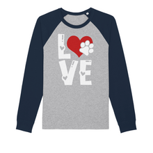 Load image into Gallery viewer, Love Dog Organic Raglan Long Sleeve Shirt