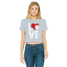 Load image into Gallery viewer, Love Dog Classic Women's Cropped Raw Edge T-Shirt