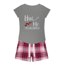 Load image into Gallery viewer, Hug Me I'm Vaccinated Girls Sleepy Tee and Flannel Short