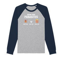 Load image into Gallery viewer, Trump Parasite Organic Raglan Long Sleeve Shirt