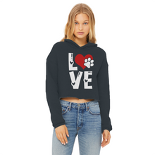Load image into Gallery viewer, Love Dog Ladies Cropped Raw Edge Hoodie