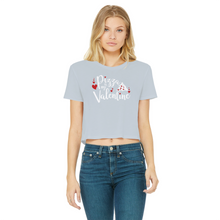Load image into Gallery viewer, Pizza is My Valentine Classic Women's Cropped Raw Edge T-Shirt