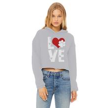 Load image into Gallery viewer, Love Dog Ladies Cropped Raw Edge Hoodie