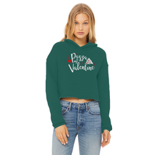 Load image into Gallery viewer, Pizza is My Valentine Ladies Cropped Raw Edge Hoodie