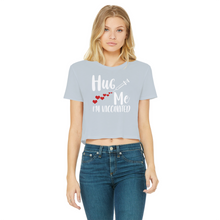 Load image into Gallery viewer, Hug Me I'm Vaccinated Classic Women's Cropped Raw Edge T-Shirt