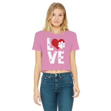 Load image into Gallery viewer, Love Dog Classic Women's Cropped Raw Edge T-Shirt