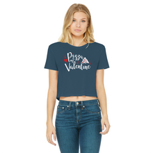 Load image into Gallery viewer, Pizza is My Valentine Classic Women's Cropped Raw Edge T-Shirt