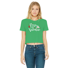 Load image into Gallery viewer, Pizza is My Valentine Classic Women's Cropped Raw Edge T-Shirt