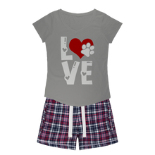 Load image into Gallery viewer, Love Dog Girls Sleepy Tee and Flannel Short
