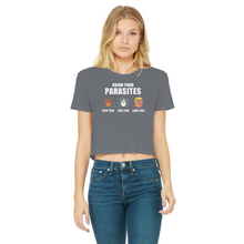 Load image into Gallery viewer, Trump Parasite Classic Women's Cropped Raw Edge T-Shirt