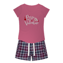 Load image into Gallery viewer, Pizza is My Valentine Girls Sleepy Tee and Flannel Short
