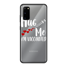 Load image into Gallery viewer, Hug Me I'm Vaccinated Back Printed Black Soft Phone Case