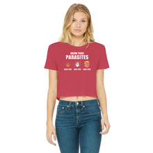 Load image into Gallery viewer, Trump Parasite Classic Women's Cropped Raw Edge T-Shirt