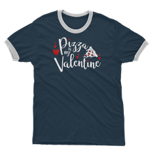 Load image into Gallery viewer, Pizza is My Valentine Adult Ringer T-Shirt