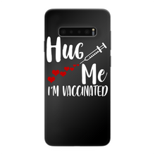 Load image into Gallery viewer, Hug Me I'm Vaccinated Back Printed Black Soft Phone Case