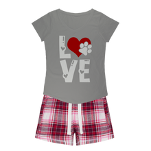 Load image into Gallery viewer, Love Dog Girls Sleepy Tee and Flannel Short