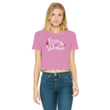 Load image into Gallery viewer, Pizza is My Valentine Classic Women's Cropped Raw Edge T-Shirt