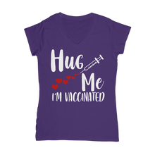 Load image into Gallery viewer, Hug Me I'm Vaccinated Classic Women's V-Neck T-Shirt