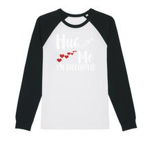 Load image into Gallery viewer, Hug Me I'm Vaccinated Organic Raglan Long Sleeve Shirt