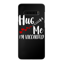 Load image into Gallery viewer, Hug Me I'm Vaccinated Back Printed Black Hard Phone Case
