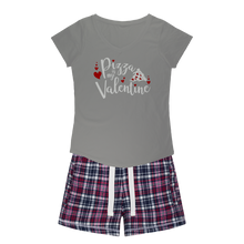 Load image into Gallery viewer, Pizza is My Valentine Girls Sleepy Tee and Flannel Short