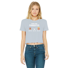 Load image into Gallery viewer, Trump Parasite Classic Women's Cropped Raw Edge T-Shirt