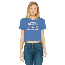 Load image into Gallery viewer, Trump Parasite Classic Women's Cropped Raw Edge T-Shirt