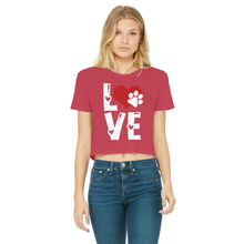 Load image into Gallery viewer, Love Dog Classic Women's Cropped Raw Edge T-Shirt