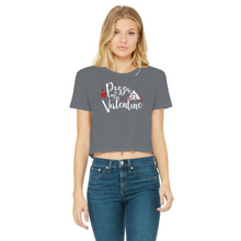 Load image into Gallery viewer, Pizza is My Valentine Classic Women's Cropped Raw Edge T-Shirt