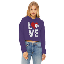 Load image into Gallery viewer, Love Dog Ladies Cropped Raw Edge Hoodie