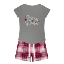 Load image into Gallery viewer, Pizza is My Valentine Girls Sleepy Tee and Flannel Short