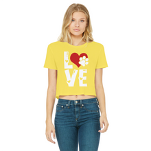 Load image into Gallery viewer, Love Dog Classic Women's Cropped Raw Edge T-Shirt