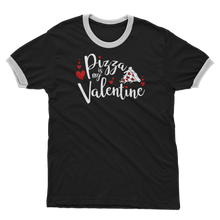 Load image into Gallery viewer, Pizza is My Valentine Adult Ringer T-Shirt
