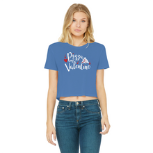 Load image into Gallery viewer, Pizza is My Valentine Classic Women's Cropped Raw Edge T-Shirt