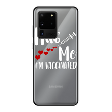 Load image into Gallery viewer, Hug Me I'm Vaccinated Back Printed Black Soft Phone Case