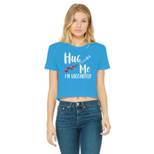 Load image into Gallery viewer, Hug Me I'm Vaccinated Classic Women's Cropped Raw Edge T-Shirt