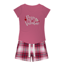 Load image into Gallery viewer, Pizza is My Valentine Girls Sleepy Tee and Flannel Short