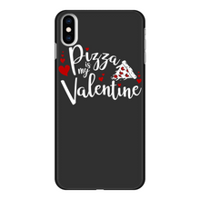 Load image into Gallery viewer, Pizza is My Valentine Back Printed Black Hard Phone Case