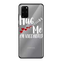 Load image into Gallery viewer, Hug Me I'm Vaccinated Back Printed Black Soft Phone Case
