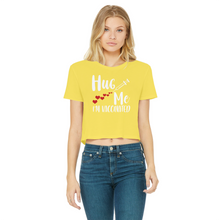 Load image into Gallery viewer, Hug Me I'm Vaccinated Classic Women's Cropped Raw Edge T-Shirt