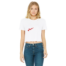 Load image into Gallery viewer, Hug Me I'm Vaccinated Classic Women's Cropped Raw Edge T-Shirt