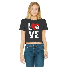 Load image into Gallery viewer, Love Dog Classic Women's Cropped Raw Edge T-Shirt