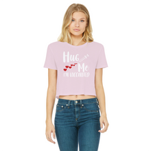 Load image into Gallery viewer, Hug Me I'm Vaccinated Classic Women's Cropped Raw Edge T-Shirt