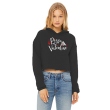 Load image into Gallery viewer, Pizza is My Valentine Ladies Cropped Raw Edge Hoodie
