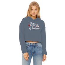 Load image into Gallery viewer, Pizza is My Valentine Ladies Cropped Raw Edge Hoodie